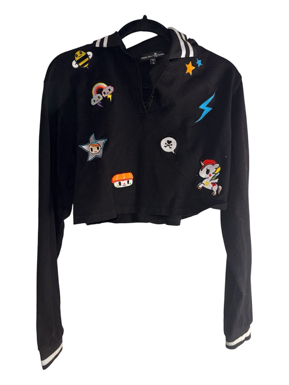 Dolls Kill x Tokidoki Black Cropped Polo Shirt